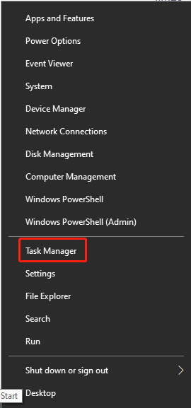 open Task Manager from the Quick Link menu