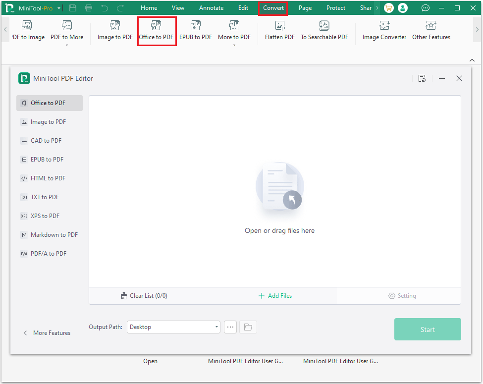 convert Woed to PDF in MiniTool PDF Editor