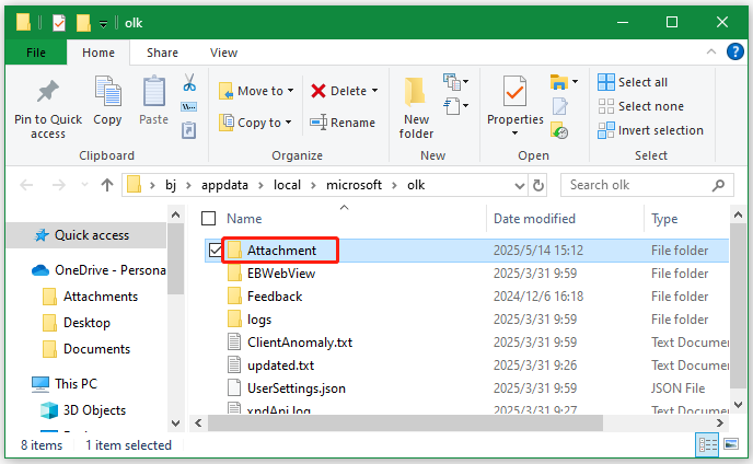 create a folder named Attachment