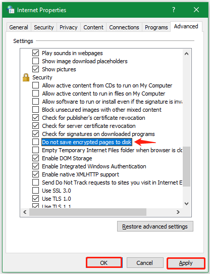 Do not save encrypted pages to disk