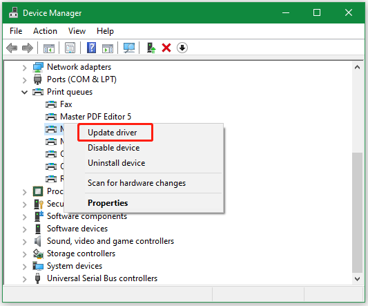 select Update driver