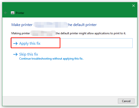 click Apply this fix