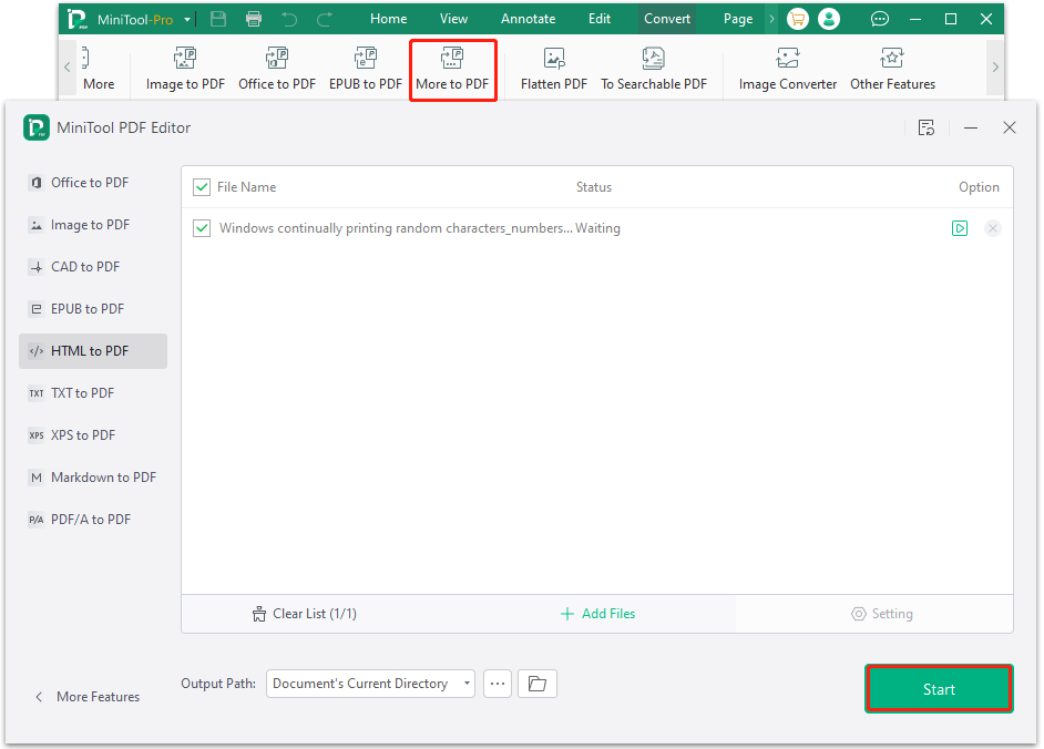 convert HTML to PDF using MiniTool PDF Editor