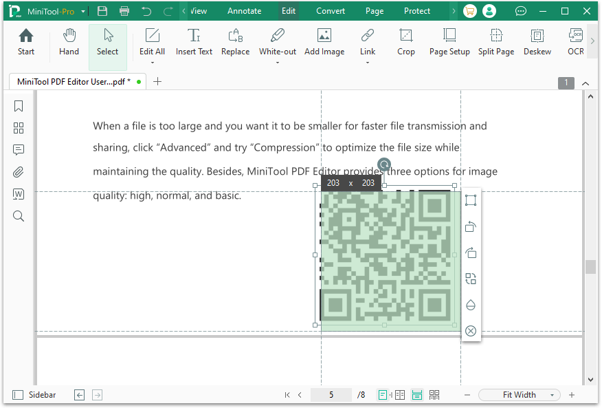 adjust the QR code location and size