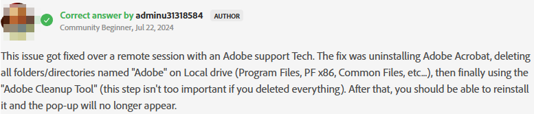 user feedback in Adobe community