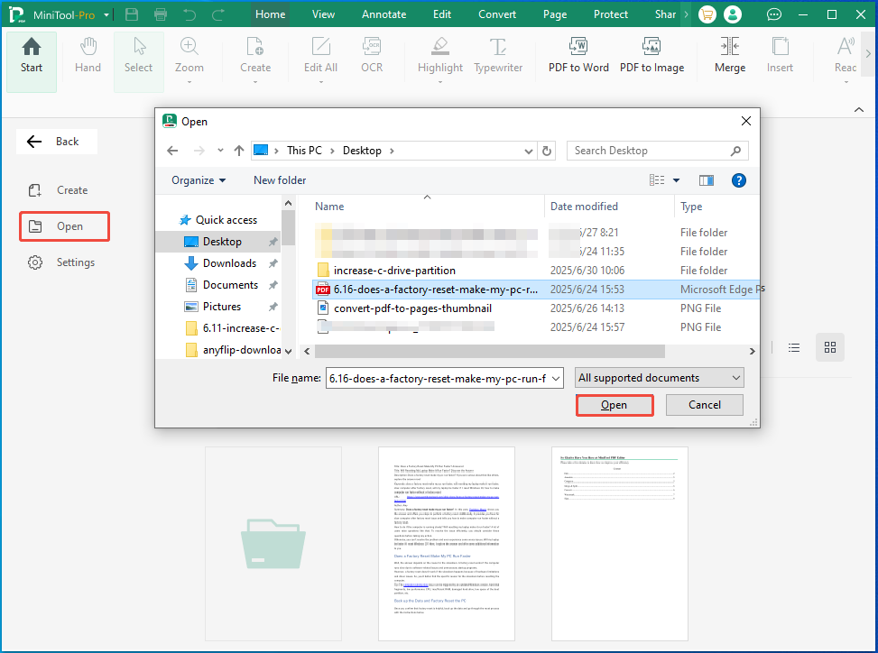 open PDF with MiniTool PDF Editor