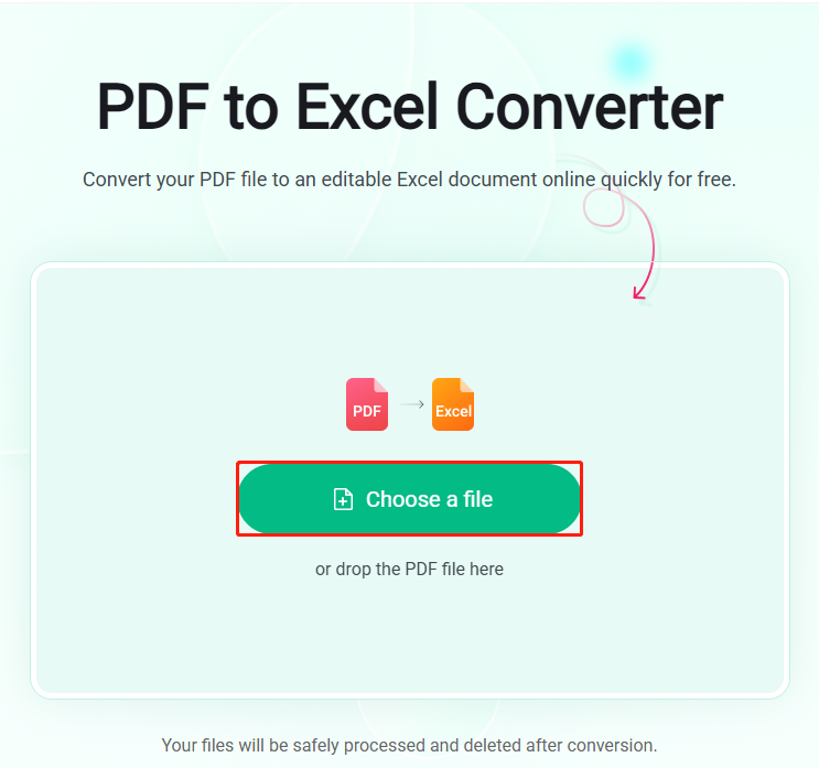 convert PDF to Excel using MiniTool Online PDF Converter