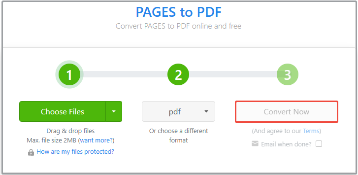 upload the file and start the process