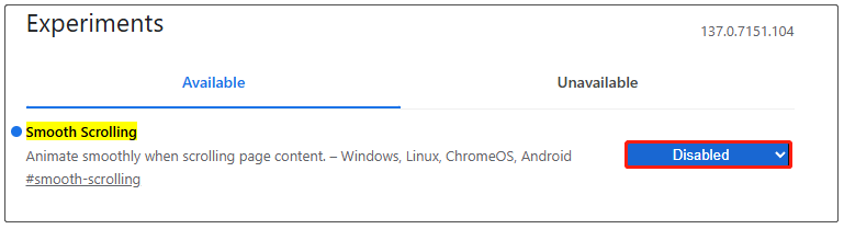 disable Smooth Scrolling