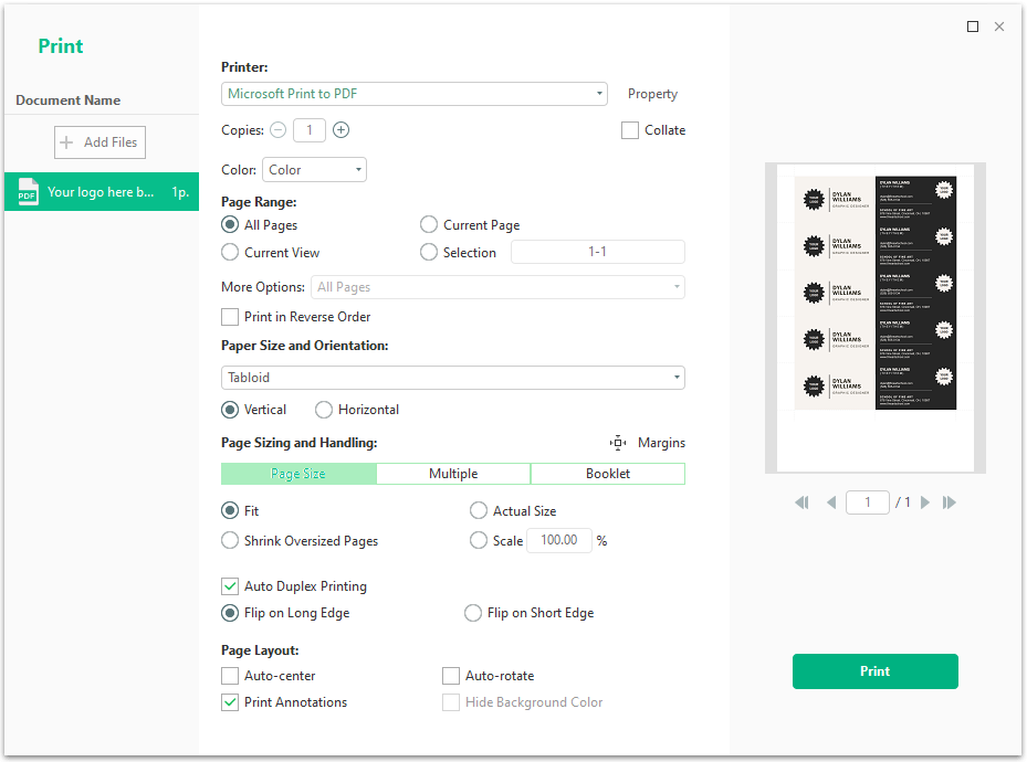print business cards at home from PDF