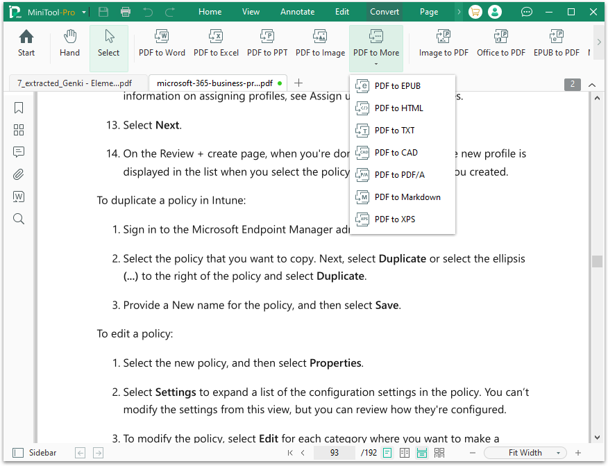 convert PDF in MiniTool PDF Editor