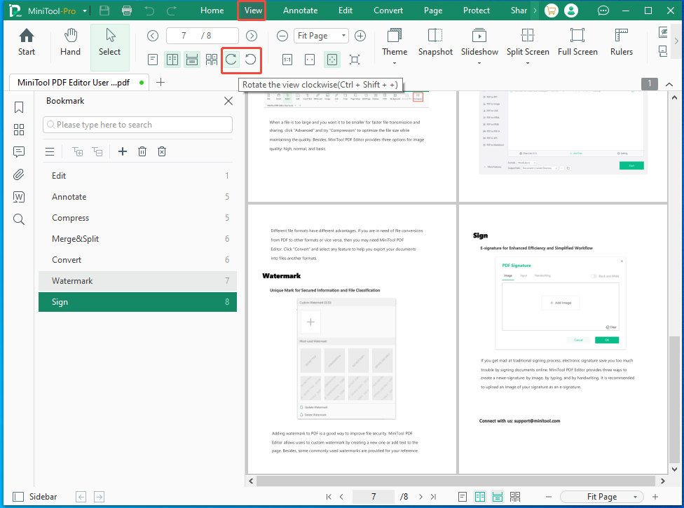 rotate PDF by using MiniTool PDF Editor