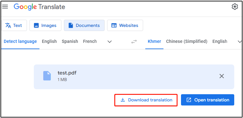 download translation from Google Translate
