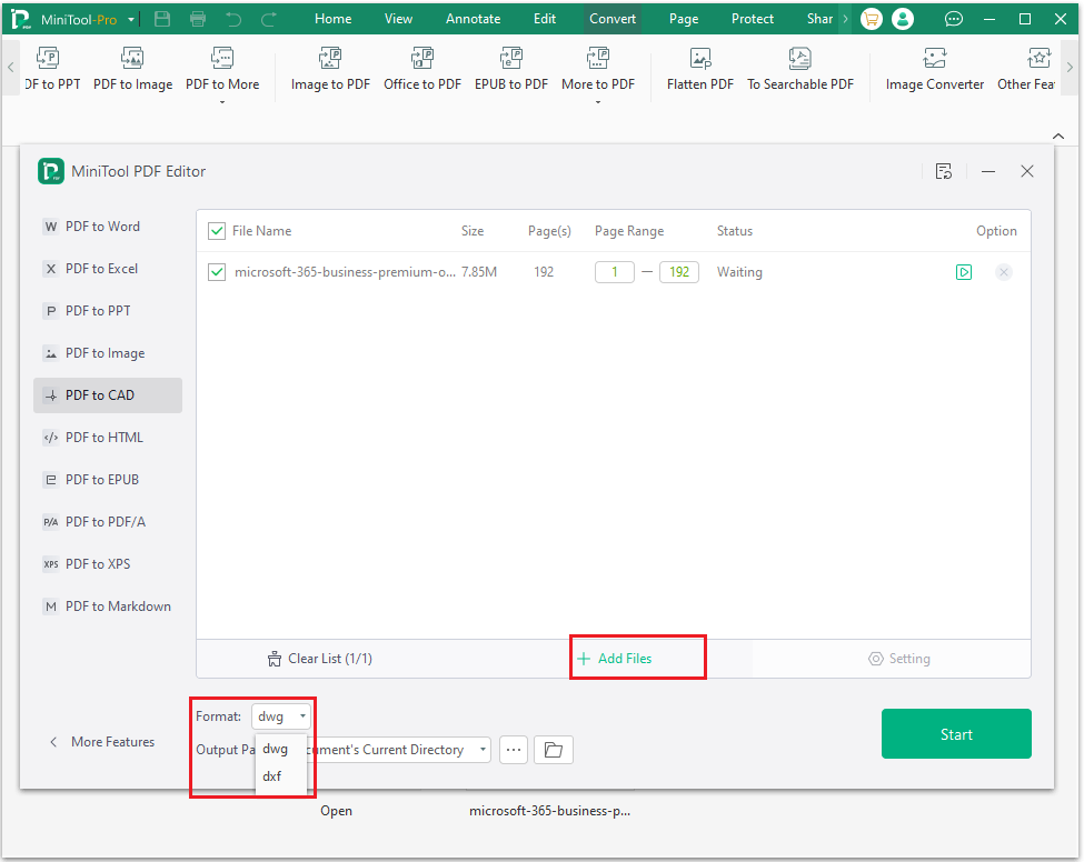 click Start in MiniTool PDF Editor