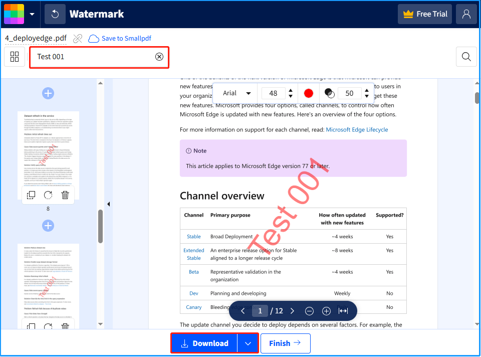 add watermark in SmallPDF
