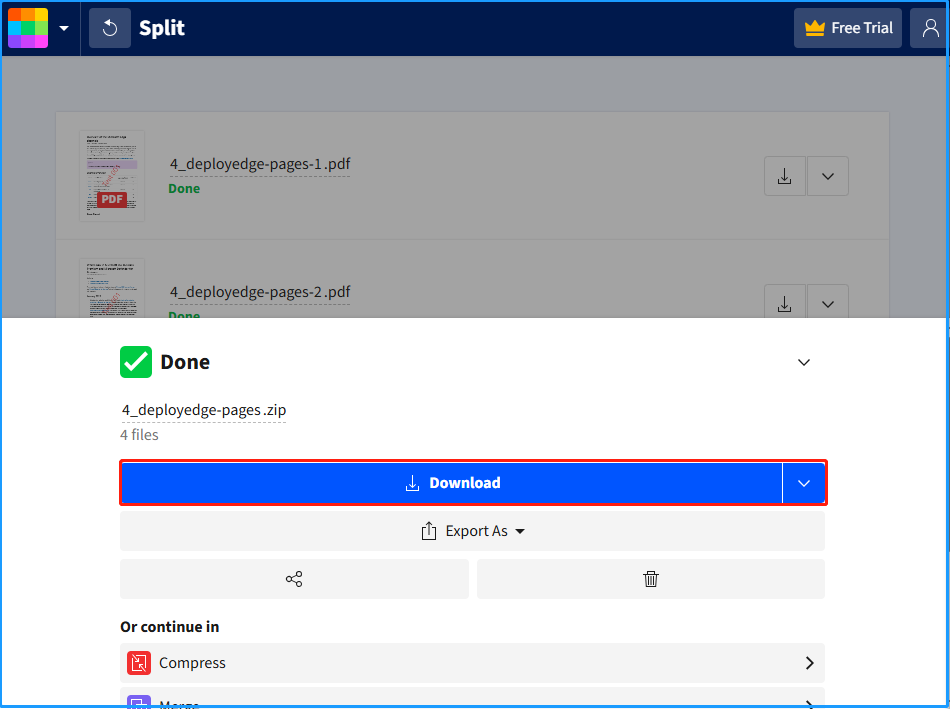 save the split PDF to your PC