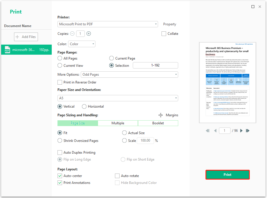click Print to complete the process