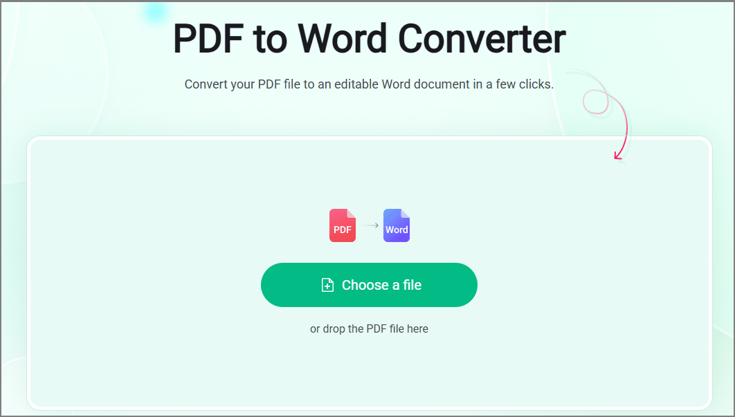 screenshot showing MiniTool PDF Editor PDF to Word online tool