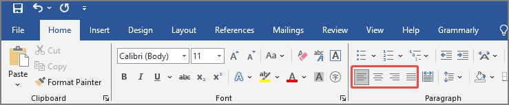 screenshot showing Word ribbon