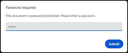 screenshot showing entering the PDF file password in Google Chrome