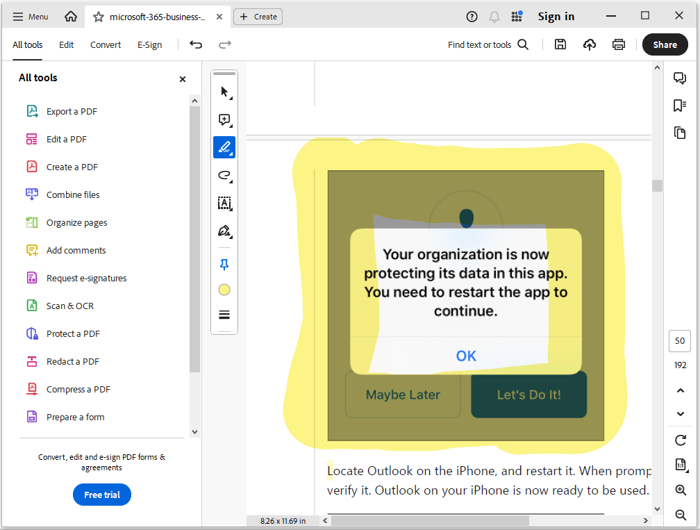 highlight image in Adobe Acrobat