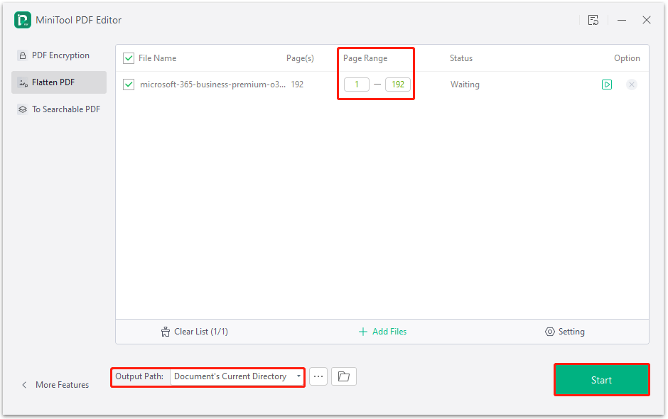 start to flatten a PDF using MiniTool PDF Editor