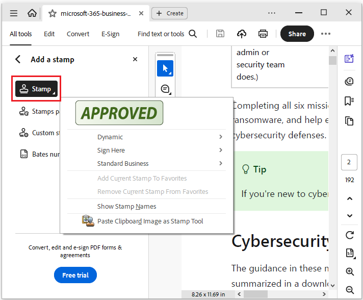 add stamp in Adobe Acrobat