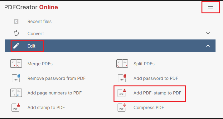 click Add PDF-stamp to PDF