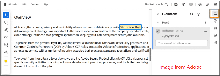 screenshot showing PDF comments in Adobe Acrobat