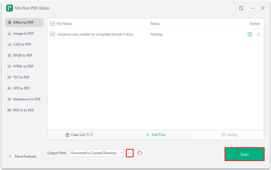 start the Word to PDF conversion with MiniTool PDF Editor