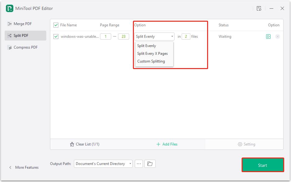 split the PDF into multiple PDF files using MiniTool PDF Editor