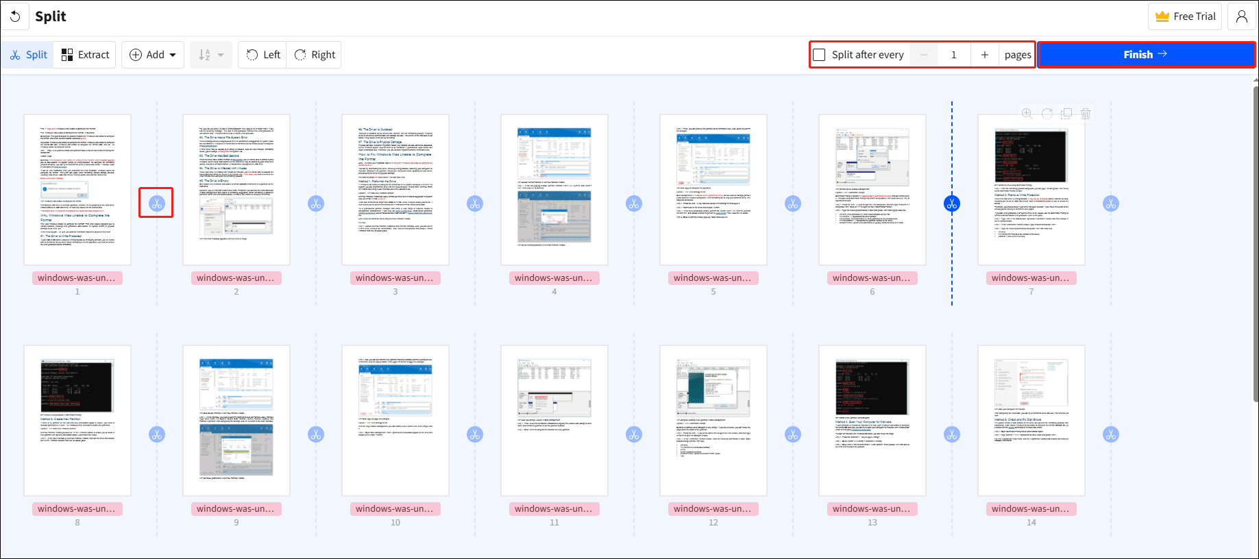 split PDF using SmallPDF