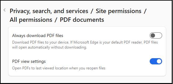 turn on PDF view settings