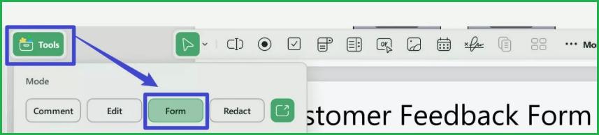 UPDF interface with the form features.