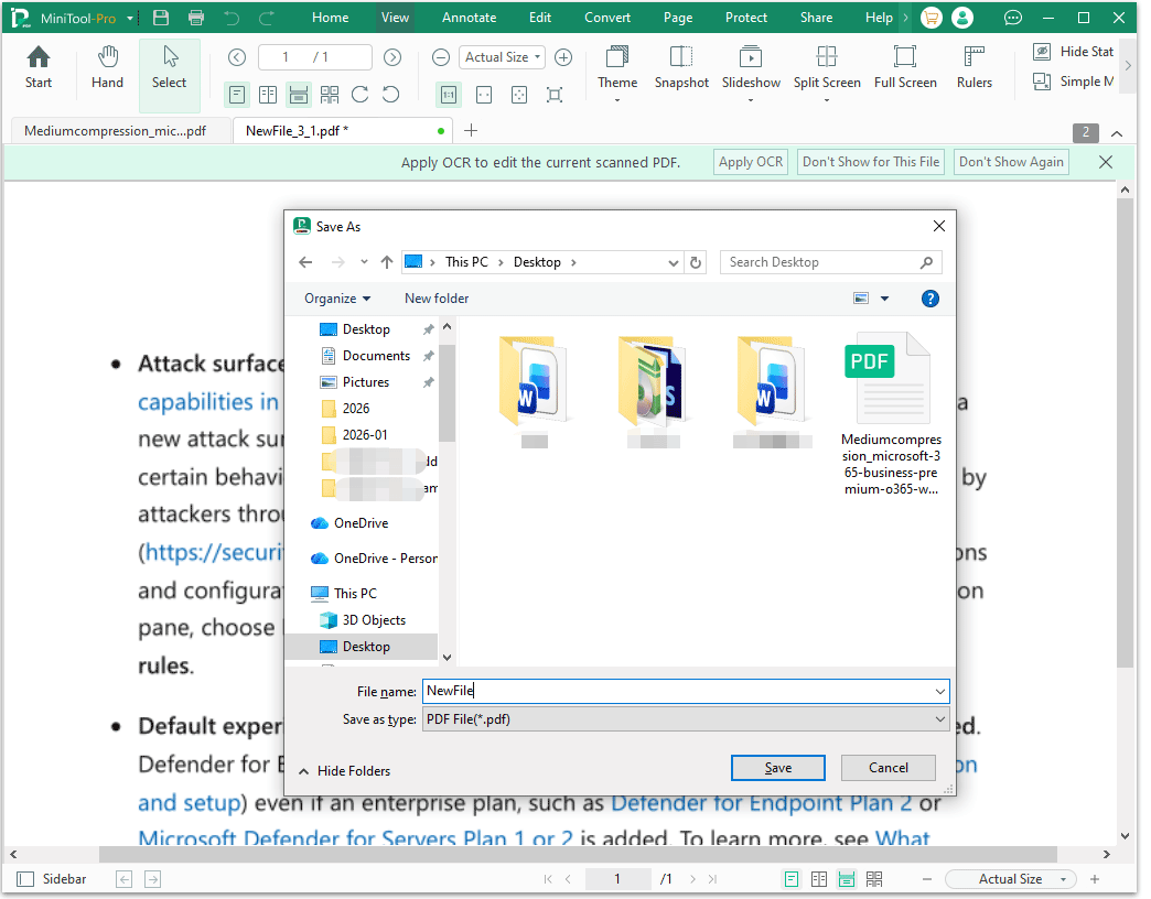 The Save as interface with the selected Save option.