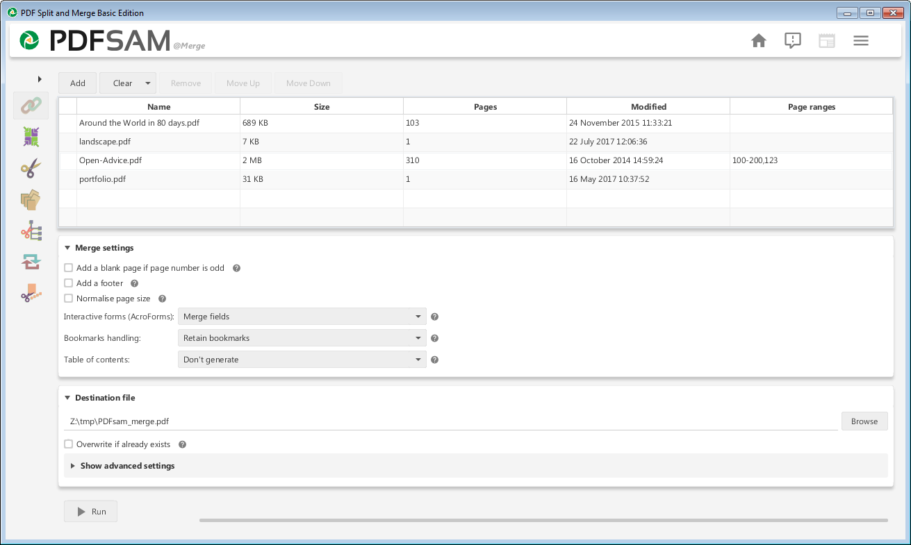 The PDSsam merge interface.
