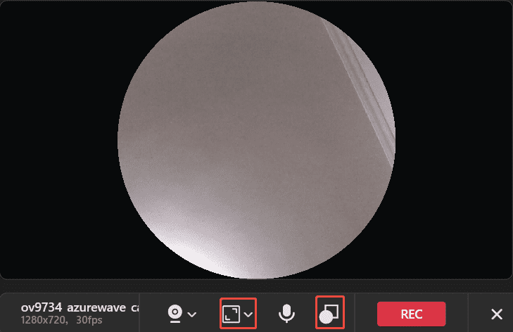 The MiniTool Screen Recorder interface with the square icon and the shape toggle icon selected.
