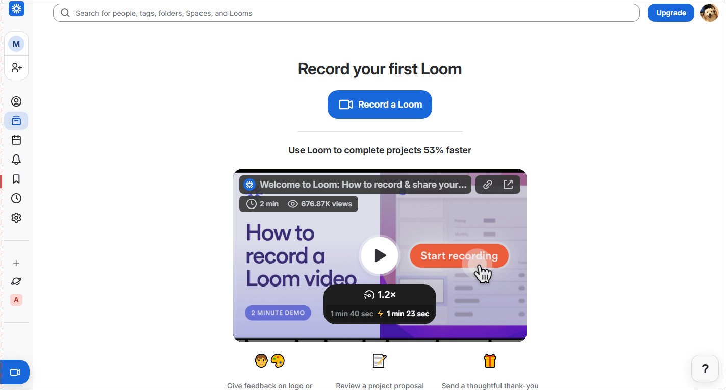 Loom’s user interface.