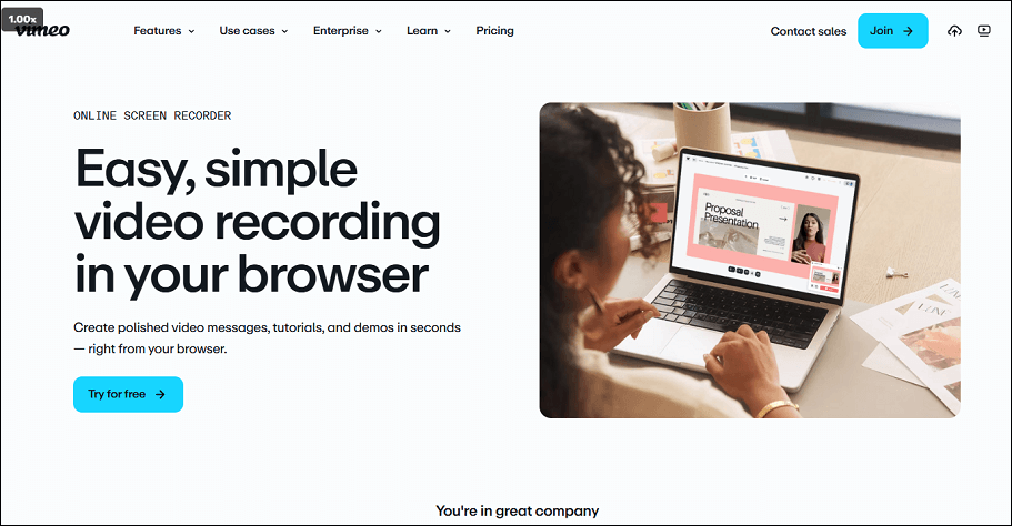 Vimeo’s interface.