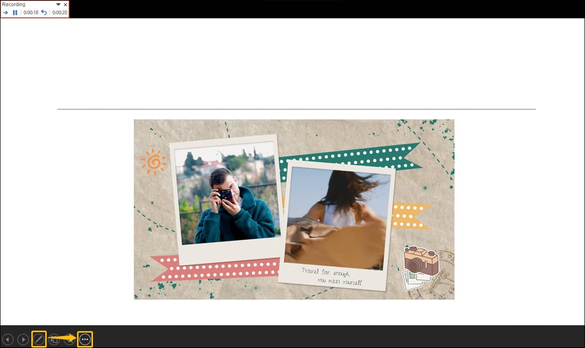 PowerPoint presentation interface with the Edit icon and the More icon selected.