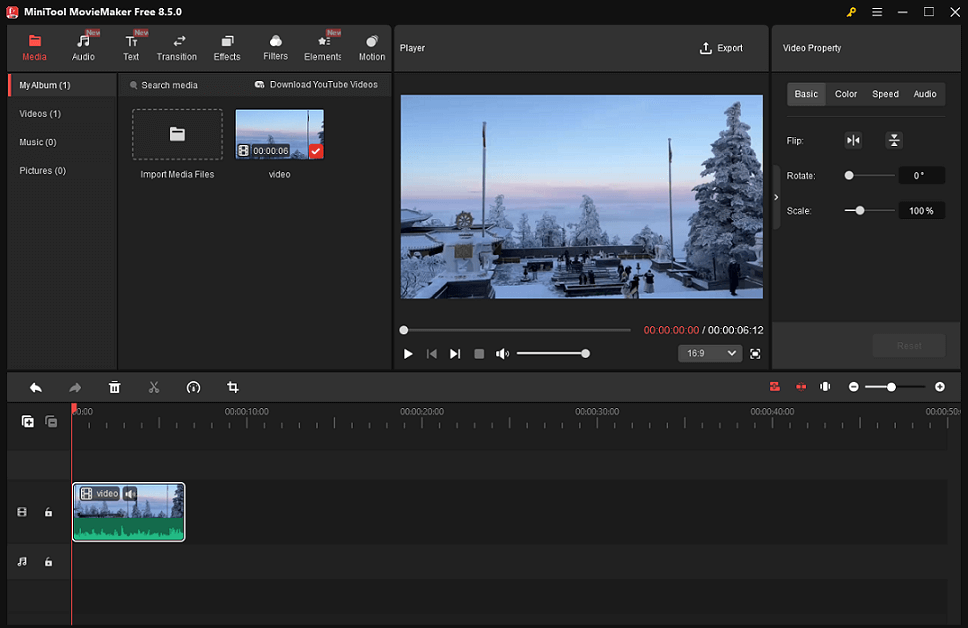MiniTool MovieMaker’s main interface.