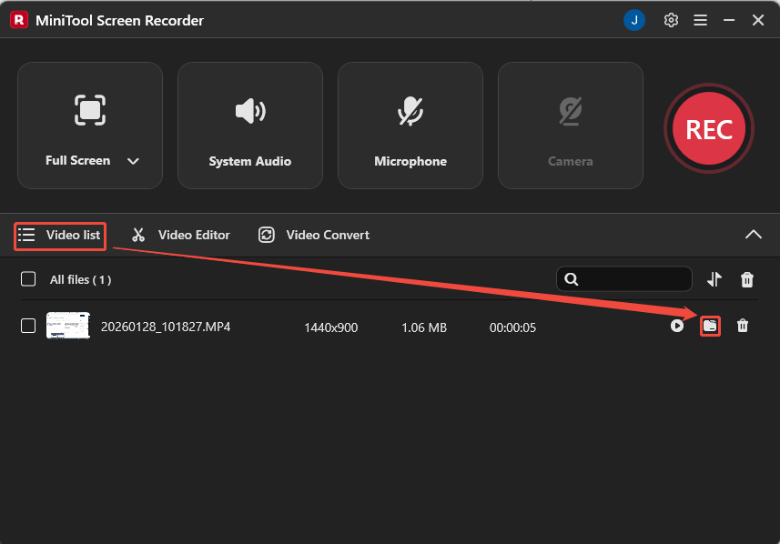 MiniTool Screen Recorder interface showing how to check the recorded Google Translate audio.