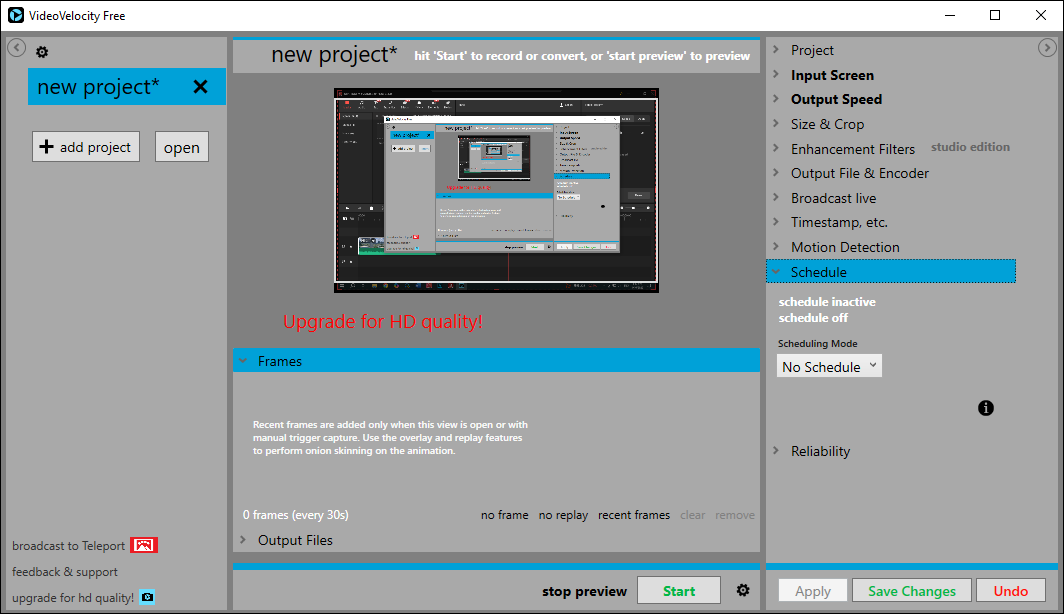 The main interface of VideoVelocity.
