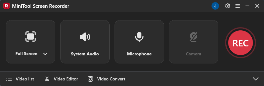 The main interface of MiniTool Screen Recorder.