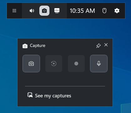 The recording interface of the Xbox Game Bar.