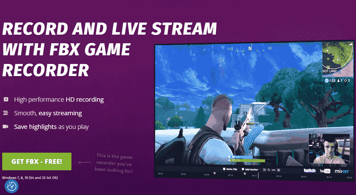 The website interface with FBX Game Recorder.