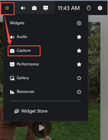 Xbox Game Bar interface showing how to enable the recording mode.