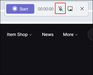Snipping Tool interface with the Microphone icon selected.