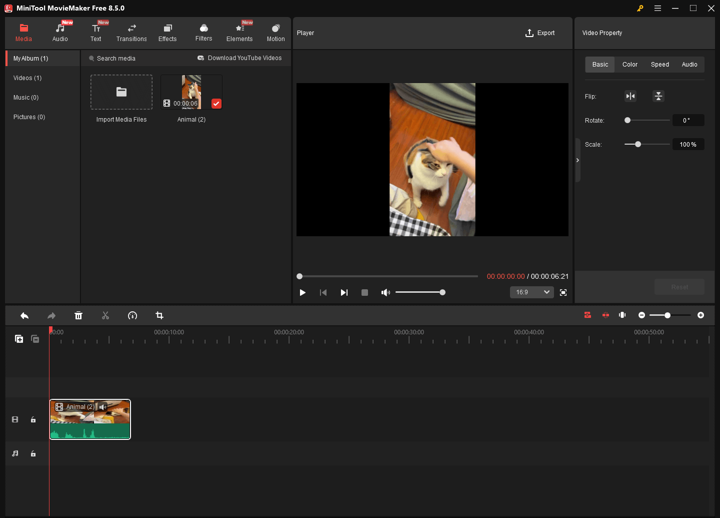 The interface of MiniTool MovieMaker.