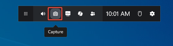 Xbox Game Bar interface with the Capture option selected.
